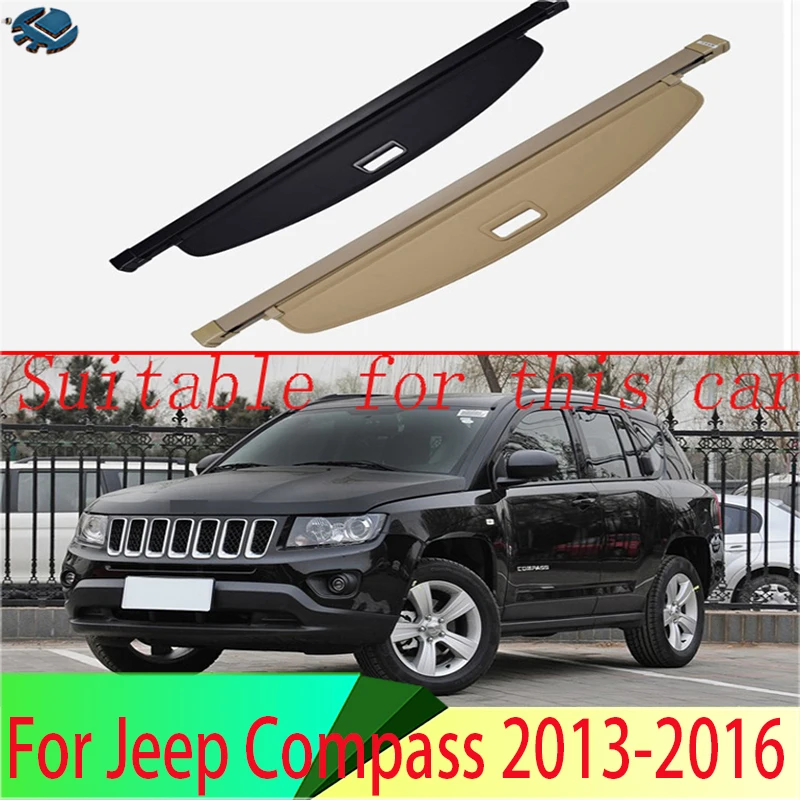 

For Jeep Compass 2013-2016 Aluminum+Canvas Rear Cargo Cover Privacy Trunk Screen Security Shield Shade Accessories