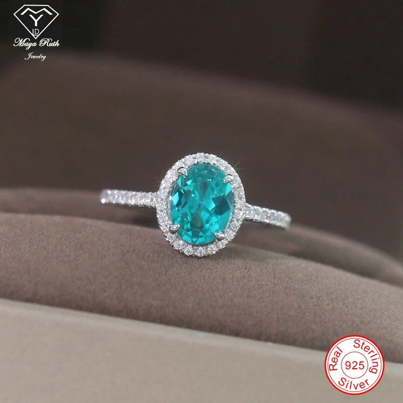 

Simulated Paraiba Tourmaline Ring Real 925 Sterling Silver Party for Women Gifts Gemstone Aesthetic Female Modern 2025 Trend New