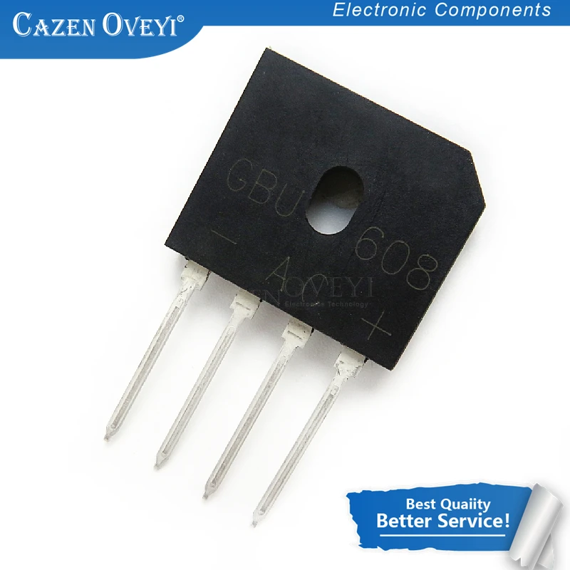 5pcs/lot GBU608 GBU 608 ZIP-4 6A 800V Bridge Rectifier In Stock