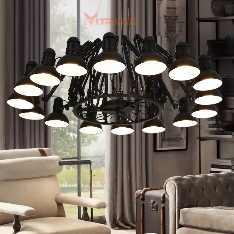 viconfianca luz pendente tipo aranha lampadas industriais modernas penduradas controle remoto para bar cafe arte de decoracao retratil preto e branco 01