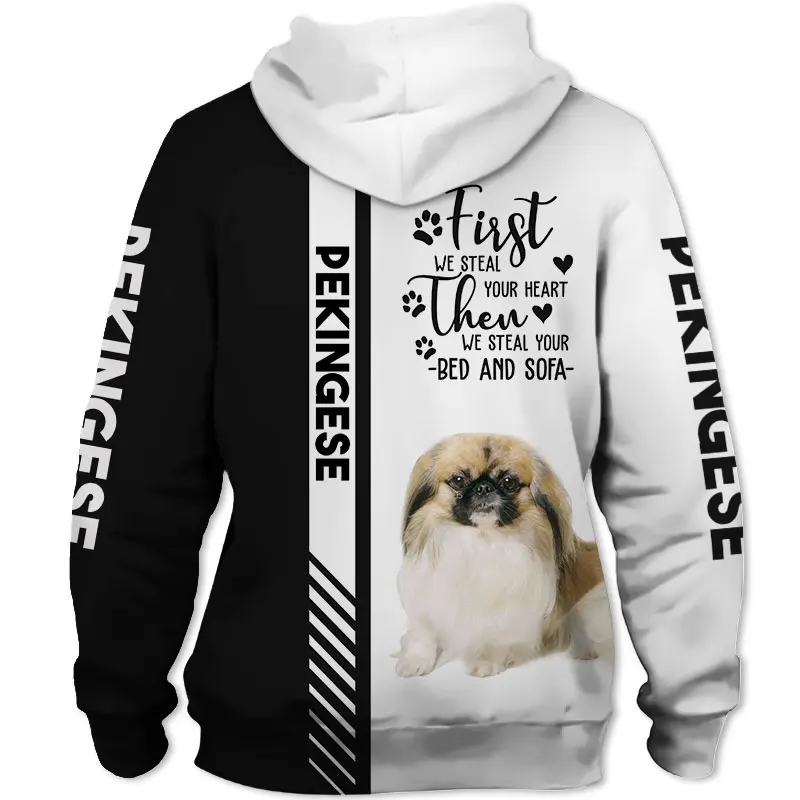 Animal Pekingese Dog 3D Printed Unisex Deluxe Hoodie Men/Women Sweatshirt Streetwear Zip Pullover Casual Jacket Tracksuit