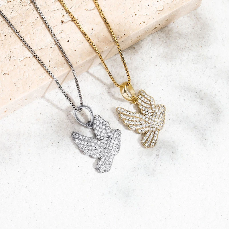 

S925 Sterling Silver Bling Ice Out Swallow Bird Pendants Necklaces for Women Men Charm Jewelry Gift Drop Shipping