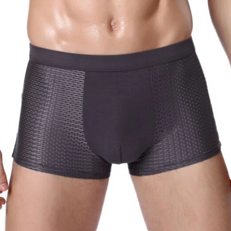 2024 Boxers Briefs Man Ice Silk Shorts Underpants Male Large Size Men\'s Mesh Panties Breathable Long Boxer For Men Underwear