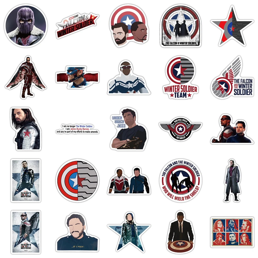 10/30/50pcs Disney The Falcon and the Winter Soldier Stickers for Laptop Phone Case Travel Case Classic KidsCool Decals Sticker