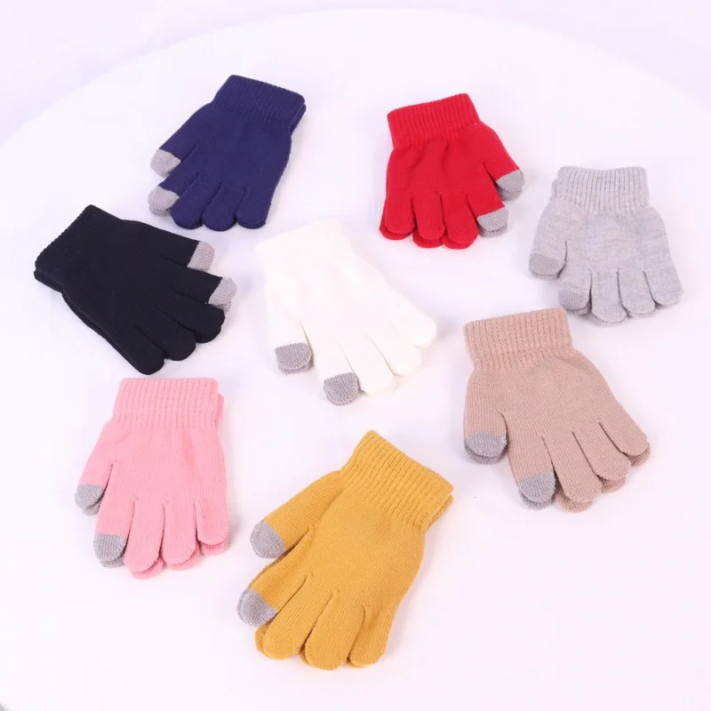 Moda crianças chapéu de malha cachecol luva de três peças cachecol chapéu conjunto para o bebê meninas meninos crianças pompon beanies inverno quente chapéu cachecol