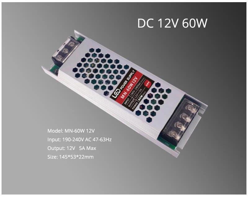 Transformer Power Supply Ultra Thin slim  DC 12V  60W 150W  AC190-240V Driver For LED Strip Rigid Bar Light image 2