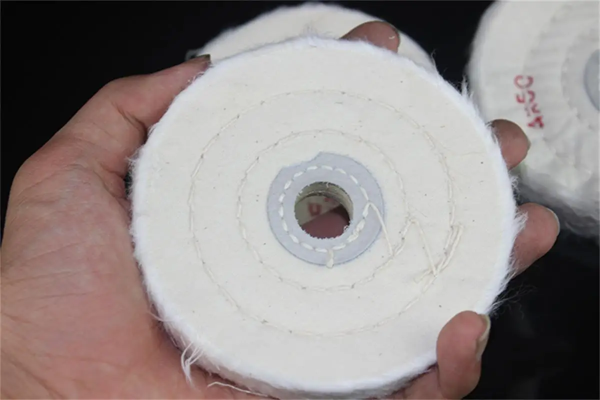 Ruota in flanella da 4 pollici, ruota in cotone, mola per lucidatura a specchio, ruota in tessuto perlato, ruota in tessuto bianco