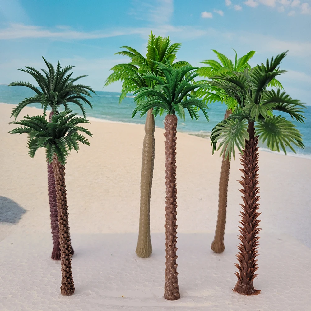 Plastic Coconut Palm Tree Model Rainforest Plant Pots Bonsai Craft Micro Landscape Diy Diorama Scenery Sand Table Garden Decor