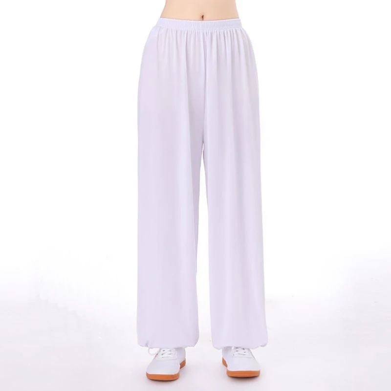 Unisex Tai Chi pants ice silk Tai Chi clothing pants morning exercise summer plus size loose bloomers practice martial arts pant