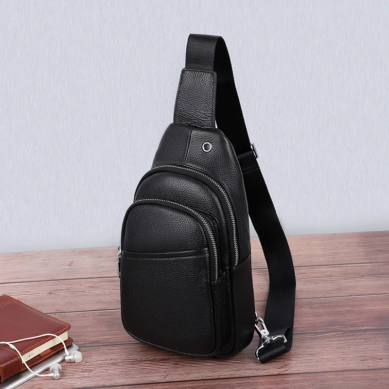 New Designer Men 100% Genuine Leather Crossbody Bag Male Chest Bag Pack One Shoulder Strap Messenger Bags Fashion Mans Bag