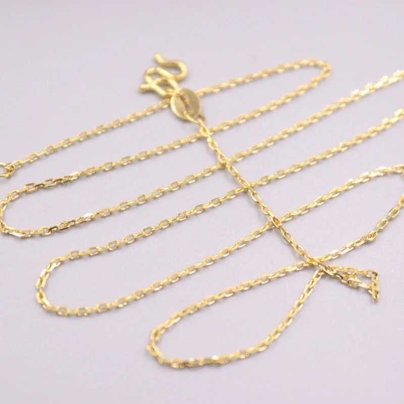 

Fine Pure 24kt Yellow Gold Chain 1mmW Women Square O Link Necklace 18inch 3-3.1g