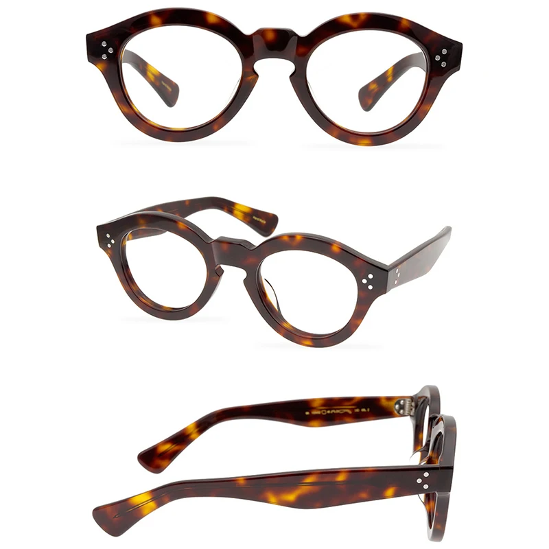 

Belight Optical Women Men Orange Acetate Fancy Oval Shape Star Rivet Design Spectacle Frame Precription Lens MA133402