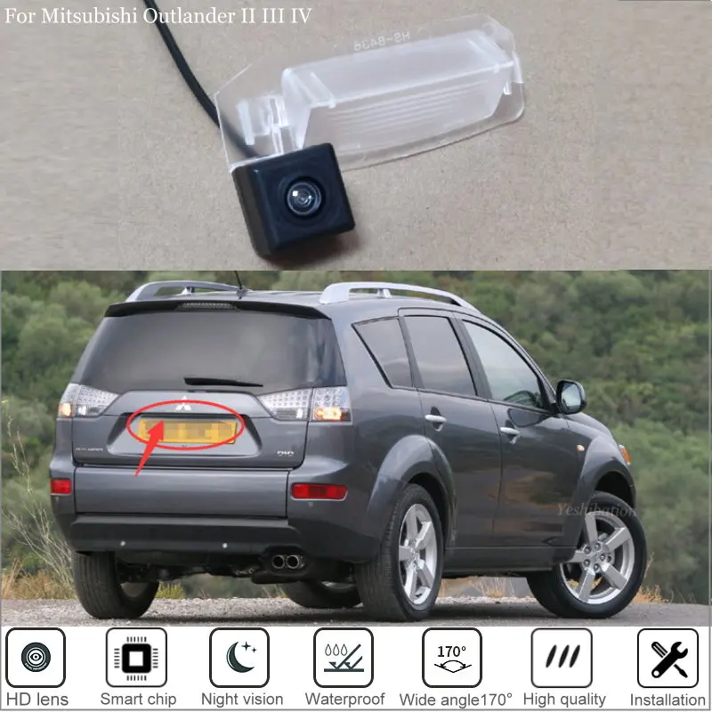 Yeshibation Rear View Camera For Mitsubishi Outlander II III IV 2006~2019 HD CCD Night Vision Back Up Parking Camera