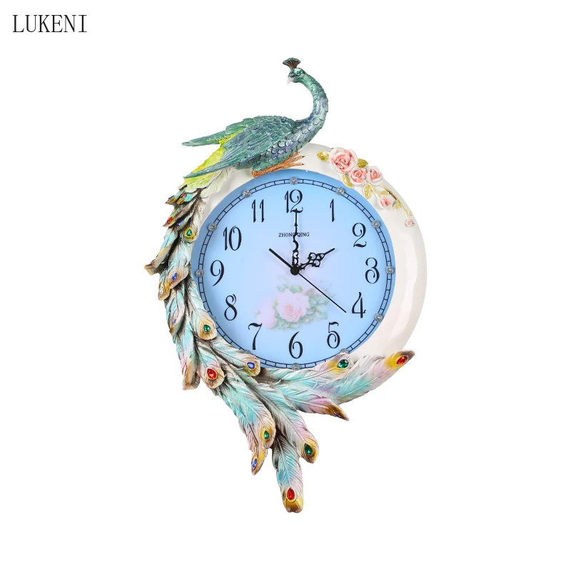 American Peacock Personality Wall Clock Living Room Luxury Fashion Simple Creative Atmosphere Modern Quartz  Wall Clock Hanging