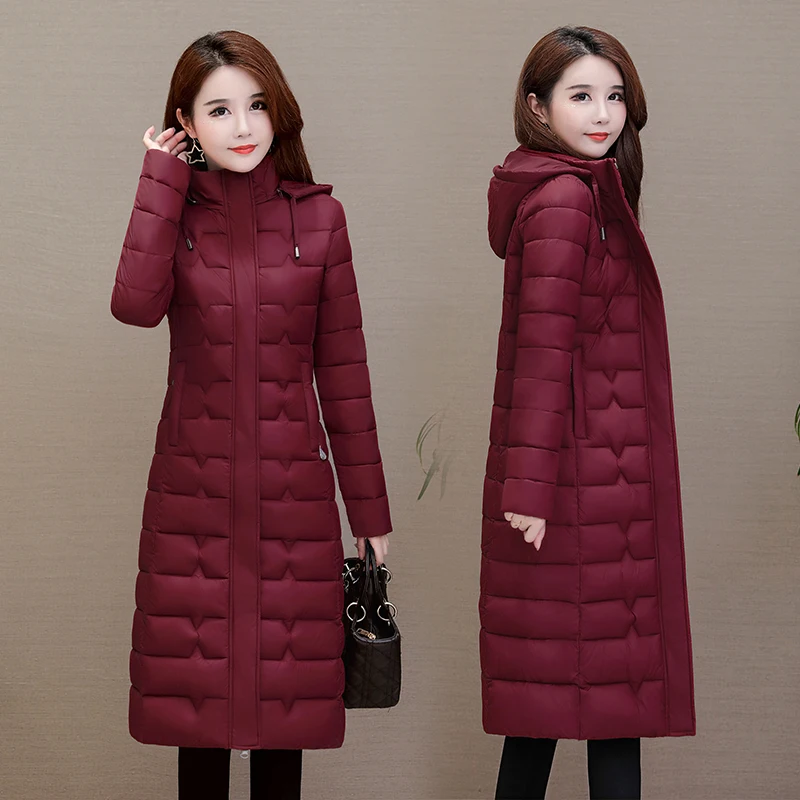 Winter Coats Woman Jackets 2023 Long Parkas Warm Thick Down Jacket Hooded Fashion Slim Solid Winter Clothes Women