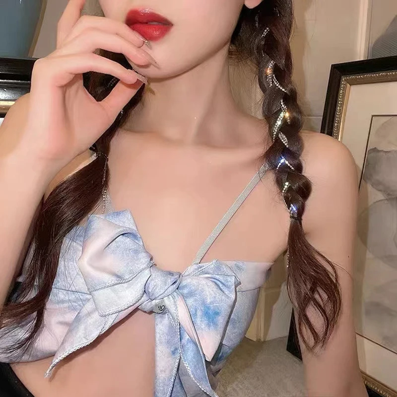 2021 Baru Berkedip Berlian Rantai Jepit Rambut Dikepang Rambut Hiasan Kepala Rumbai Jepit Rambut Rasa Tinggi Temperamen Kotor Jalinan Ikat Rambut