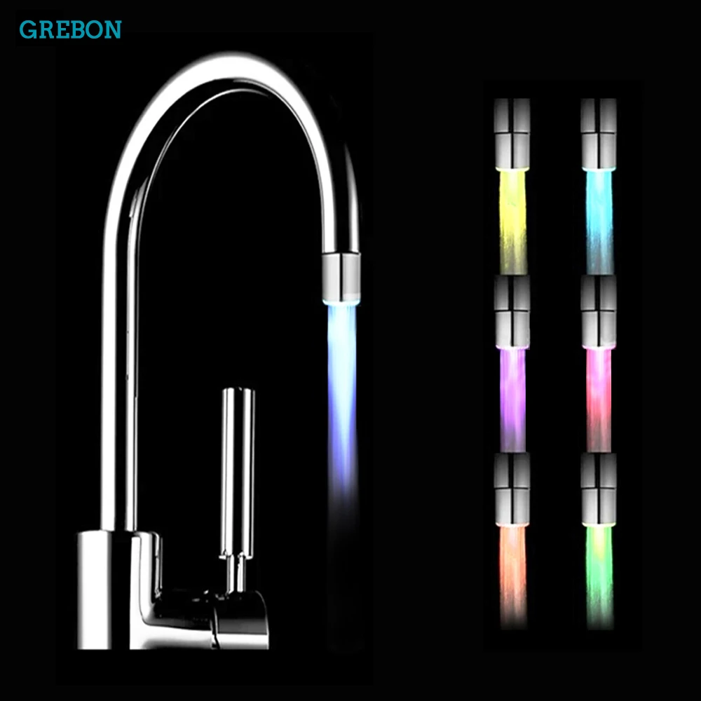 Luminoso Che Cambia Colore Ugello Per Acqua di Rubinetto di Acqua Spruzzatore Brillante Led Head Light-Up Glow Rubinetto Della Cucina Bagno Filtro