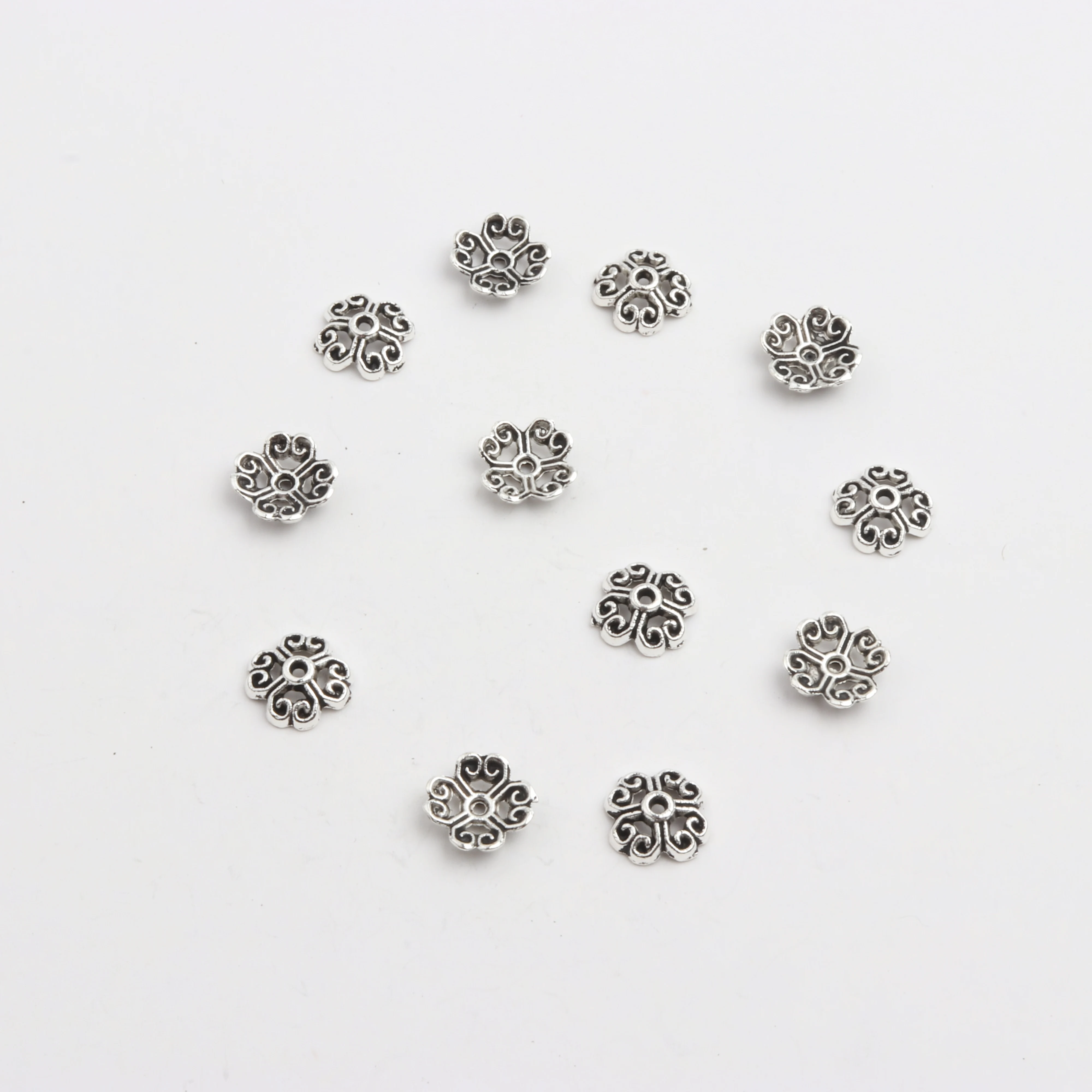 50pcs Antique Copper Silver Bronze Gold Four Petals With Holes Shape Coherer Spacer Alloy Bead Caps For Jewelry DIY Handmade