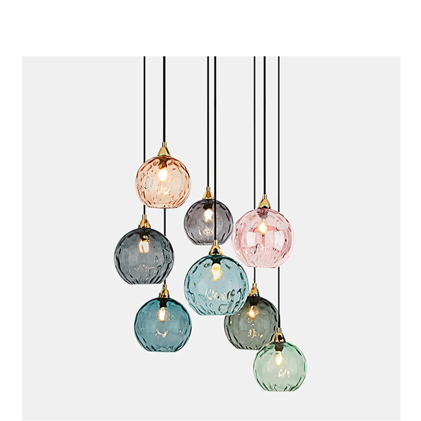 

Nordic modern syrup color glass ball pendant lights bedroom bedside lamp window dining room bar hanging lights decor lighting