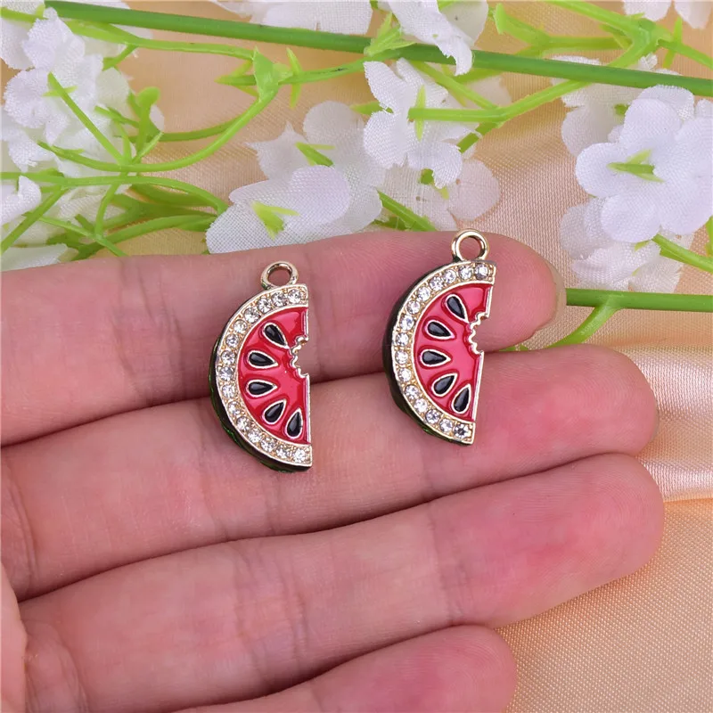 10pcs 3D Watermelon Fruit Enamel Metal Charms Earring  Bracelet DIY Jewelry  Making