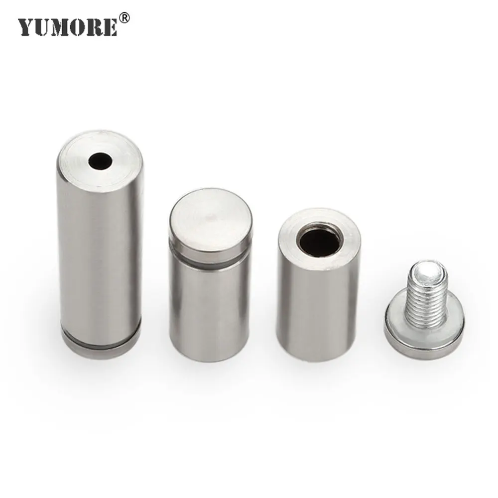 YUMORE 100pcs 18mm Decorative Standoff Screws Nails Stainless Steel Solid Glass fasteners Advertising Board Glass Standoff Pins