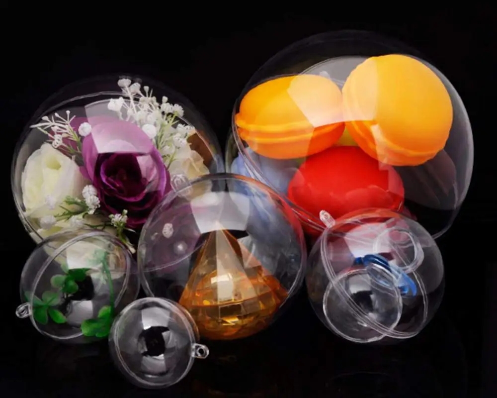 24 balls/lot Bath Bomb Mold Christmas Clear Plastic Fillable Ball Ornament Wedding Decoration Transparent Acrylic Ball Candy Box