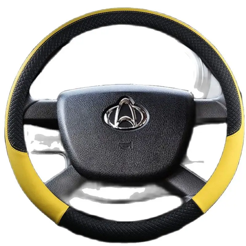 Car Steering Wheel Cover red Universal PU Leather Steering-wheel Cover Auto Steering Wrap Anti-wear 38cm/15in For Lada Vesta