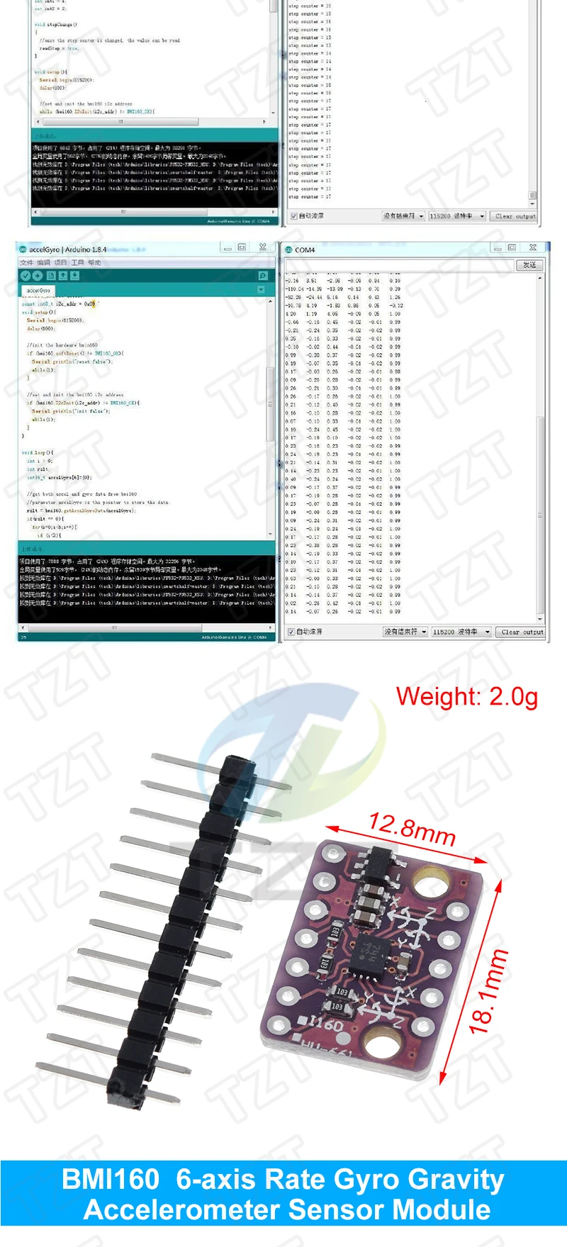 MPU-6050 MPU-9250 BMI160 LSM303DLHC L3G4200D QMC5883L ADXL335 LIS3DSH 3-, 6- und 9-Achsen-Sensor für Lagebestimmung +Gyroskop +Beschleunigungsmesser +Magnetometer – Detail 14