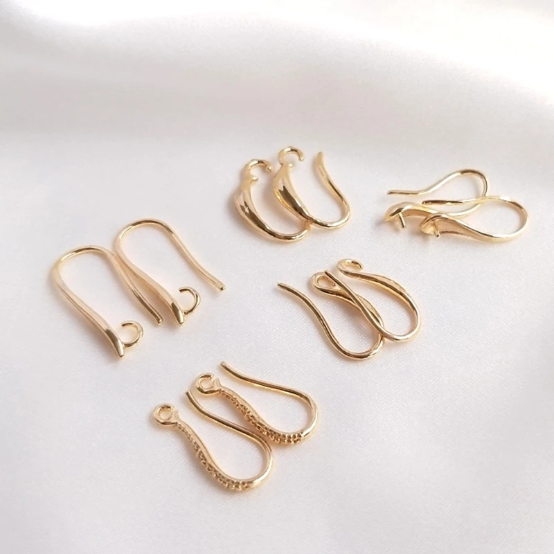 Real Gold Plated Color-Preserving Ear Hook Settings With Bead Tassel Earrings DIY Jewelry Making Findings Accessories