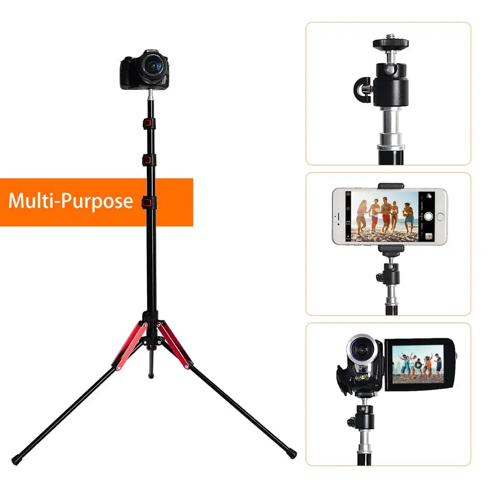 Fosoto FT-195 Red 1/4 Screw Folding Tripod Light Stand For Photo Studio Photography Softbox Video Flash Umbrellas Youtube