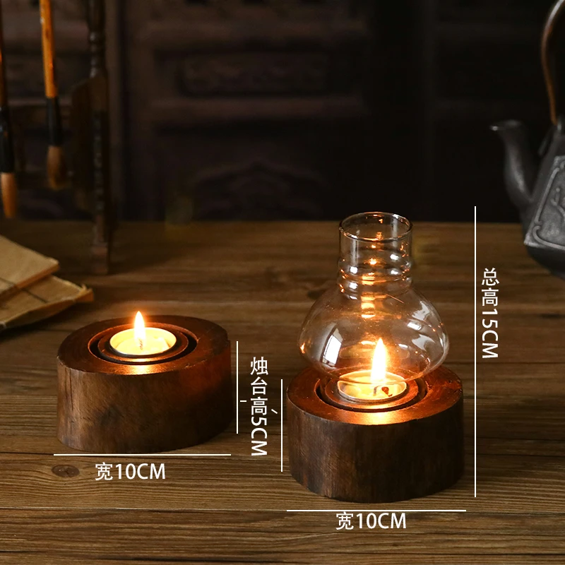 WHYOU-Southeast Asia Solid Wood Candlestick, Retro Candle Holder, Creative Desktop Decoration