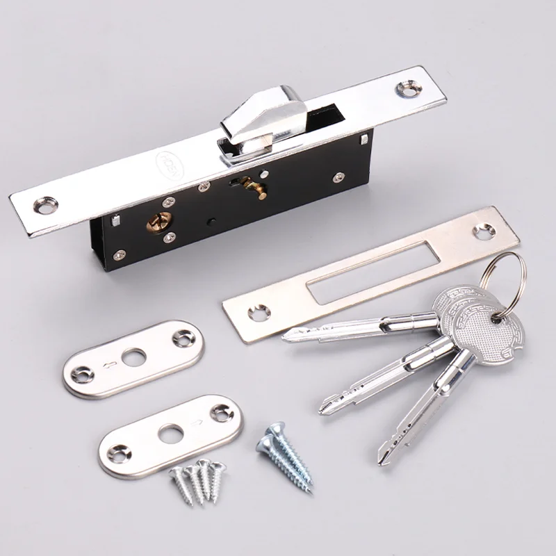 Aluminum Alloy Sliding Door Lock Invisible Built-In Handle Lock Sliding Door Lock And Flat Open Bedroom Lock 3 Key Door Hardware