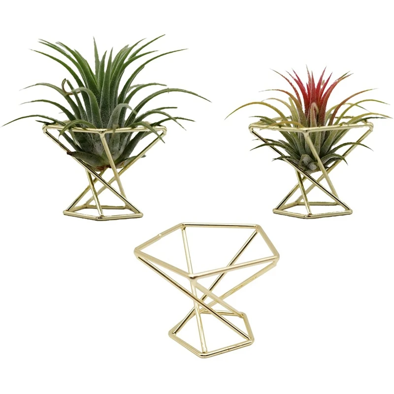 

3 Pcs Geometric Air Plant Holder Airplants Rack Metal Plants Stand Planter Shelves Himmeli Decor Tillandsia Containers