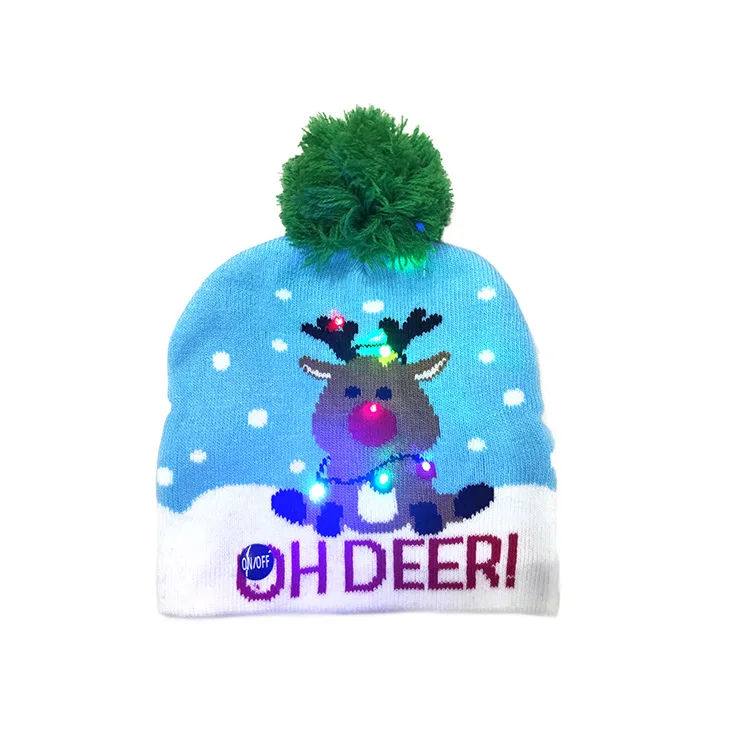 New Style! LED Christmas Hat Beanie Light Up Illuminate Warm Hat 48 Patterns New Year Snowman Sweater Hat Christmas Decorations