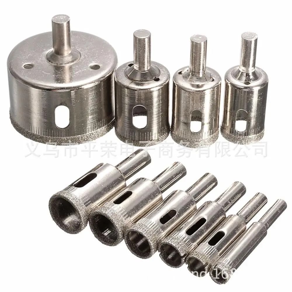 10 Chiếc Tráng Kim Cương Bộ Mũi Khoan Ngói Đá Cẩm Thạch Kính Gốm Cưa Lỗ Khoan Bits Cho Dụng Cụ Điện 8mm-25mm-50mm