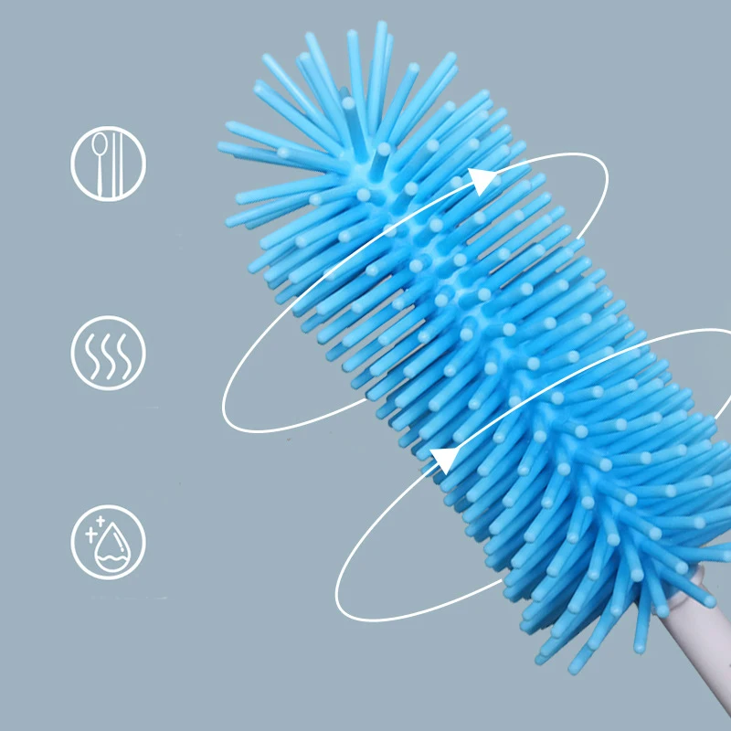 Ensemble de 3 brosses de nettoyage de biberons en Silicone, Rotation de 360 degrés, pour enfants, sucettes, tétines, tête souple à main