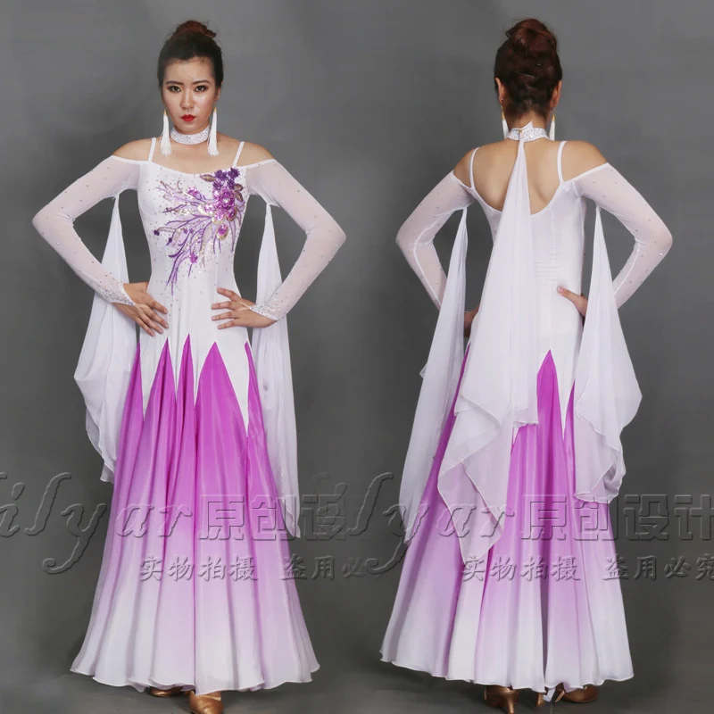 

Ballroom Dance Dress Standard Skirt Competition Costumes Performing Customize New Arrival Adult Kids Sequined Embroidery