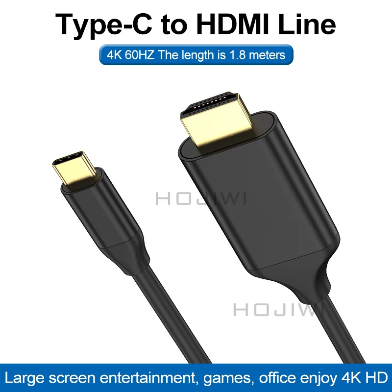 HOJIWI-Cable USB tipo C a HDMI, convertidor 4K, 3,1, para MacBook, Huawei Mate 30, portátiles tipo C, DP, HDMI, adaptador AB03