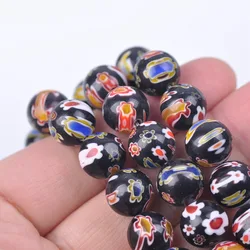 8mm 12mm Mixed Flowers Millefiori Glass Loose Spacer Beads Lots For DIY Crafts Jewelry Making Findings