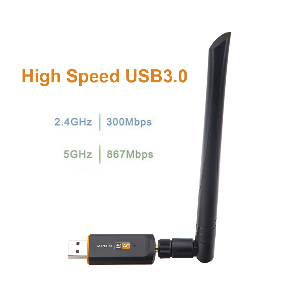 1200Mbps Wireless WiFi USB Adapter Dual Band 2.4/5Ghz with Aerial 802.11AC Network Card High Speed USB3.0 Adapter