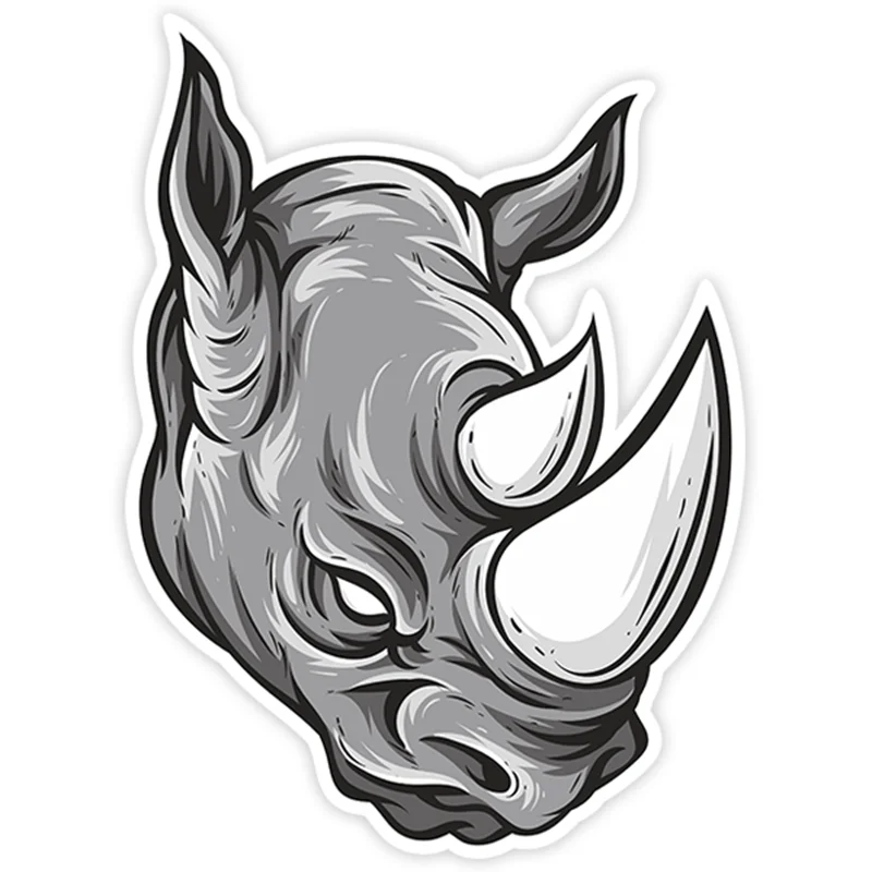 S40286# Various Sizes PVC Decal Rhinoceros Head Car Sticker Waterproof on Bumper Rear Window Laptop Refrigerator Toilet