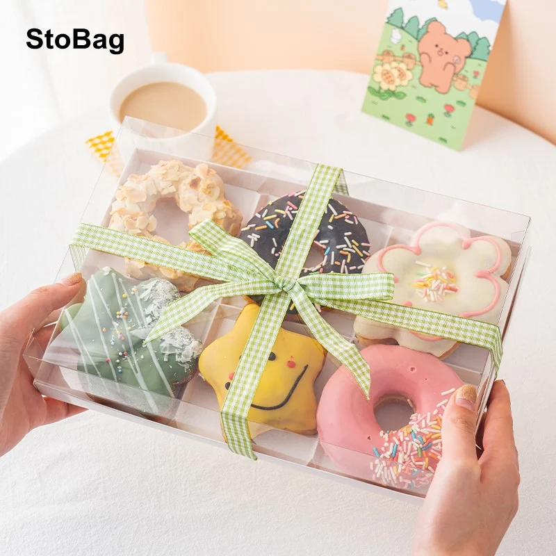 StoBag 5 pz/lotto ciambelle Dessert confezione scatola trasparente matrimonio compleanno Baby Shower Mousse torta soffi bomboniere decorazione regalo