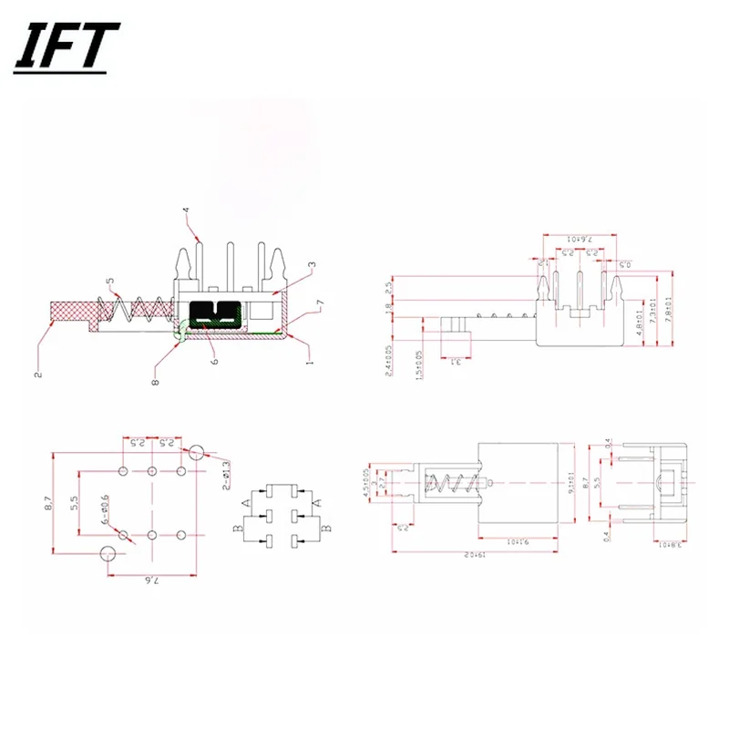 10Pcs Free shopping A06 6pin TV Power Switch With Spring Self-locking Yellow DC 12V 50MA Unidirection Push-button Switch