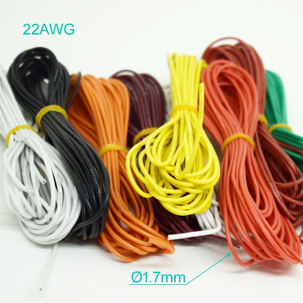 

10M/33ft 22AWG Flexible Soft Silicone Wire Tin Brass RC Electronic Cable 8 Colors