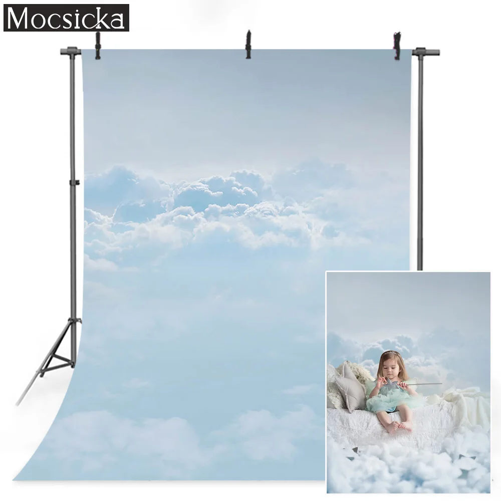 Céu azul pano de fundo fotografia nuvem branca adulto retrato fundo decorações criança bolo aniversário quebra casamento photocall estúdio