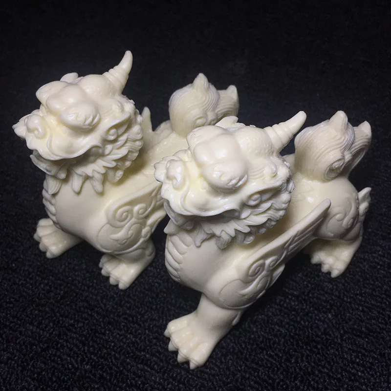 mythical wild animal sculpture white hand-carved evil spirits home decoration accessories attic office decoration gifts One pair