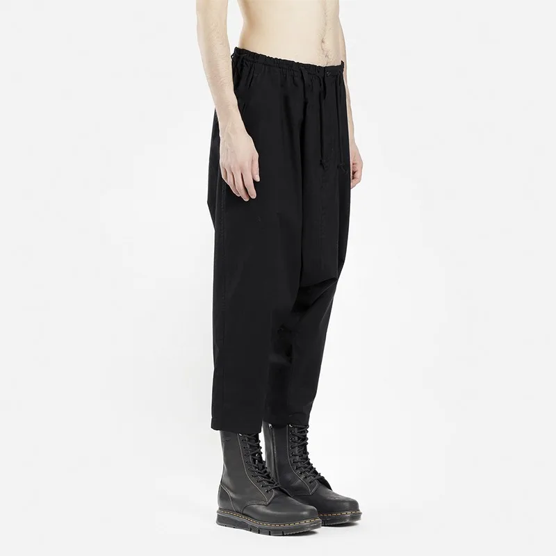 Spring And Autumn New Men's Hair Stylist Fashion Hip-Hop Loose Harem Pants Low Grade Harem Pants Black Nine Point Pencil Pants