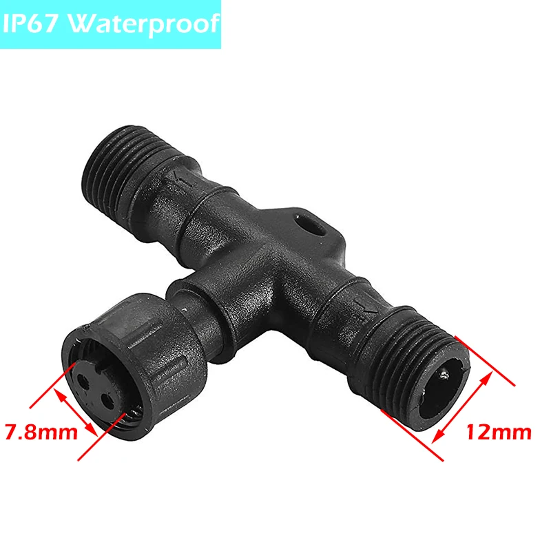 2 PIN/4PIN T connector/Y connector IP67 Waterproof Connector for LED Deck Light step stairs Lamp 2*male and 1* female connectors