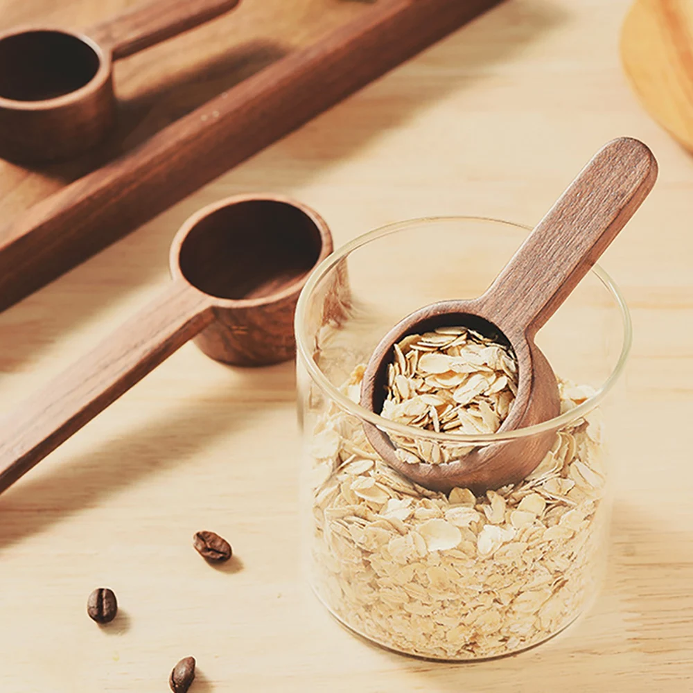 Wooden Measuring Spoon Portable Walnut Wood Coffee Beans Scoop Natural Creative Milk Powder Spice Measuring Cup Kitchen Tool