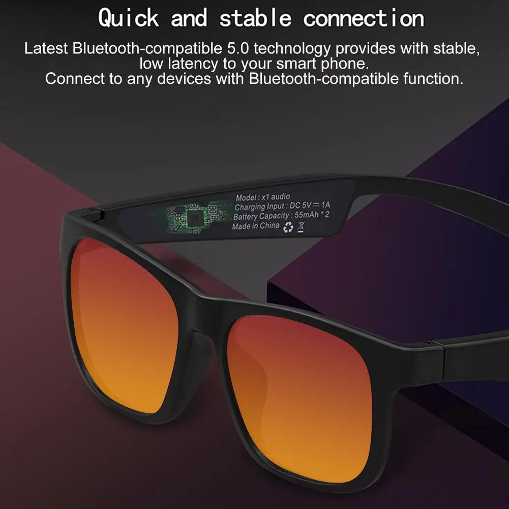 

Высококачественные Звуковые очки, умная Гарнитура костной проводимости, с защитой от пота, беспроводная гарнитура Bluetooth, с открытым ухом, Поляризованные музыкальные солнцезащитные очки